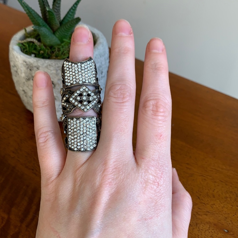 Antique gold armor ring with crystals ✨